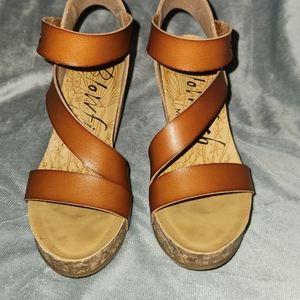 Blowfish Hapuka Wedge Sandals.  Scotch Dyecut Color. Woman Size 7.5.